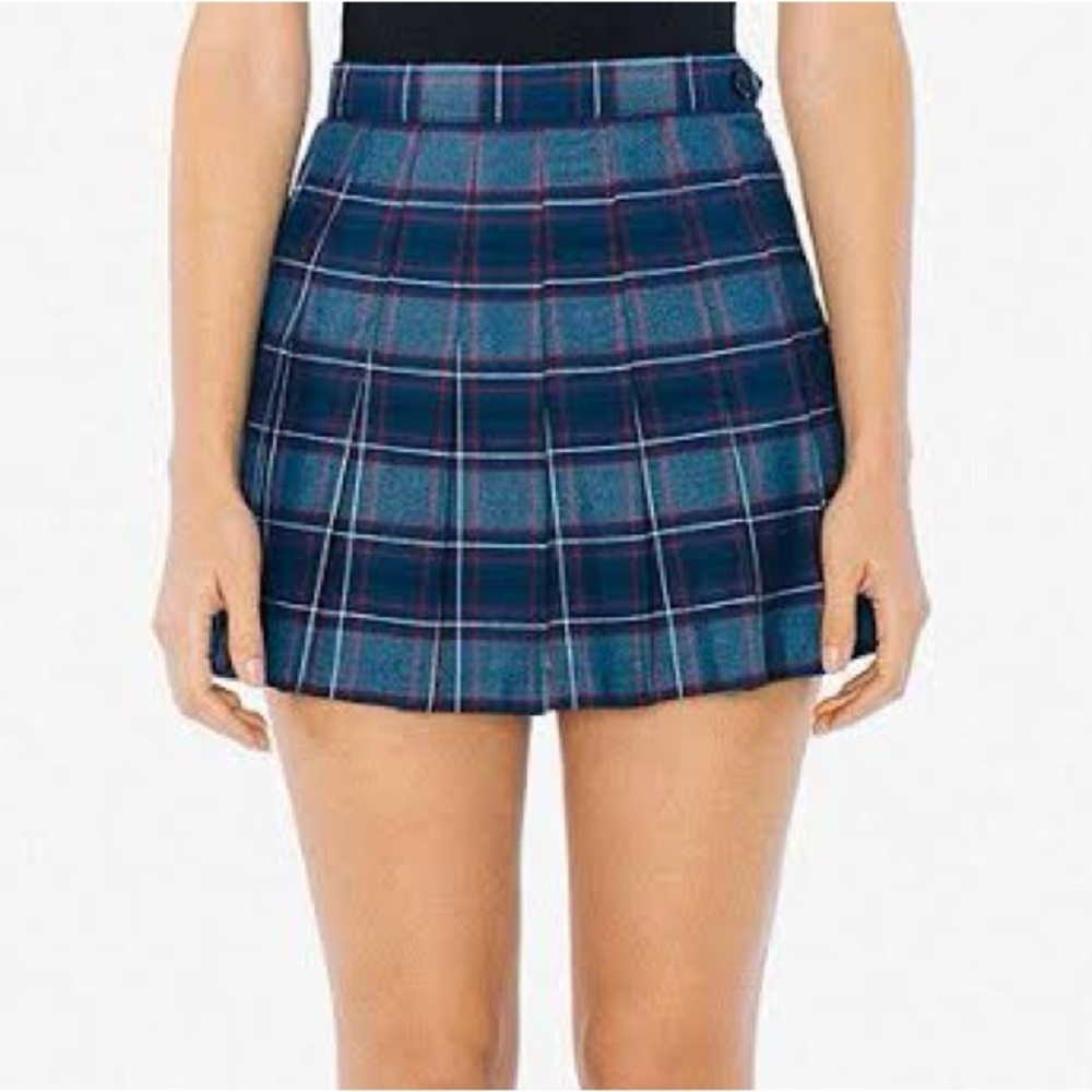 American apparel blue grey plaid tennis skirt size M